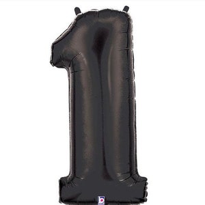 Black Number 1 Balloon | Black First Birthday Balloons | Mylar Number Balloons | Large Foil Balloons | Black One Balloons
