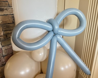 Dusty Blue Bow Balloon Kit | Blue Bow Birthday Balloons | Blue Gingham Birthday | Blue and Beige Coquette Bows | She’s Tying the Knot