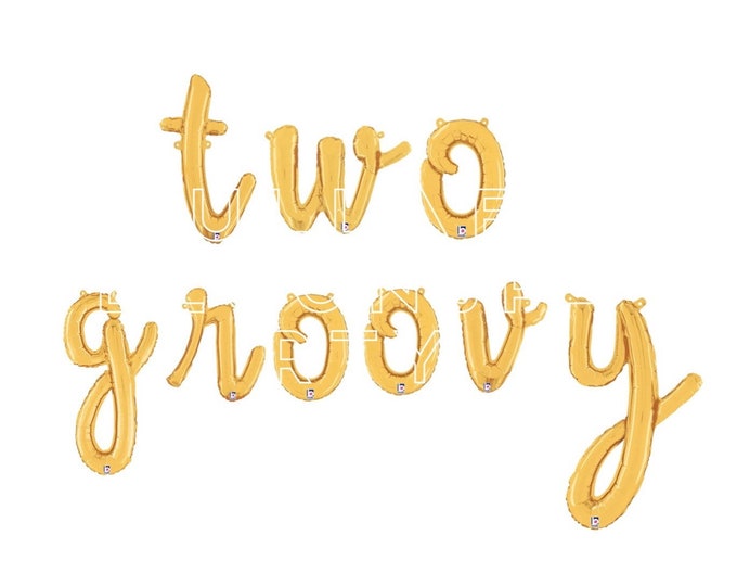 Two Groovy Balloons | Gold Two Groovy Banner | Boho Birthday Balloons | Custom Balloon Letters | Two Balloons | Retro Second Birthday Photo