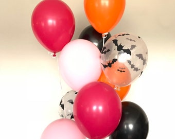 Blush Halloween Balloons | Pink and Orange Halloween Party Decor | Pink Halloween Balloons | Black and Blush Balloons | Pink and Black