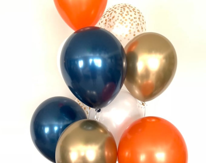 Navy and Orange Balloons | Fall Balloons | Little Pumpkin Balloons | Little Pumpkin Baby Shower Decor | Fall Bridal Shower Decor