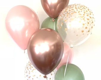 Green and Blush Balloons | Light Green Wedding Decor | Eucalyptus and Blush Balloons | Dark Sage Green Bridal Shower Decor