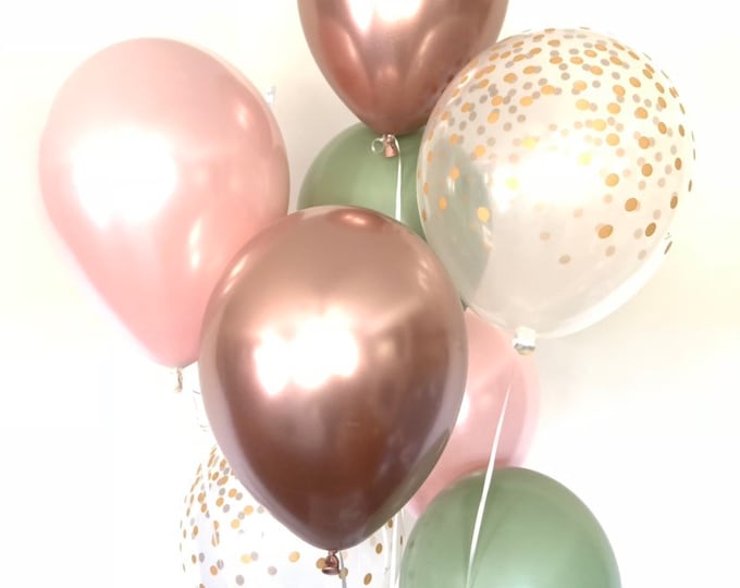 Green and Blush Balloons | Light Green Wedding Decor | Eucalyptus and Blush Balloons | Dark Sage Green Bridal Shower Decor