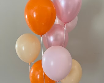 Pink and Orange Balloons | Pink Little Pumpkin Balloons | Pink Little Pumpkin Baby Shower | Pink Fall Bridal Shower Decor | Pink Little Cuti