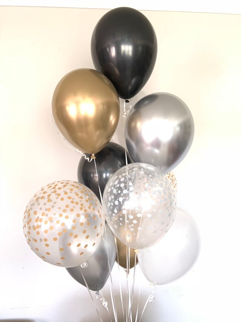 Silver and Gold Balloons Black and Gold Balloons Gold and Etsy