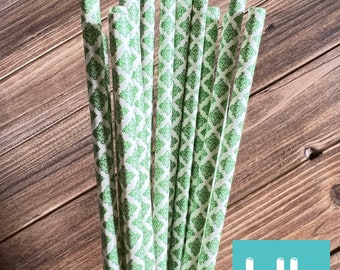 Forest Green Damask Straws | Forest Green Straws | Woodland Baby Shower | Little Cutie Straws | Green Bridal Shower Little Pumpkin Straws