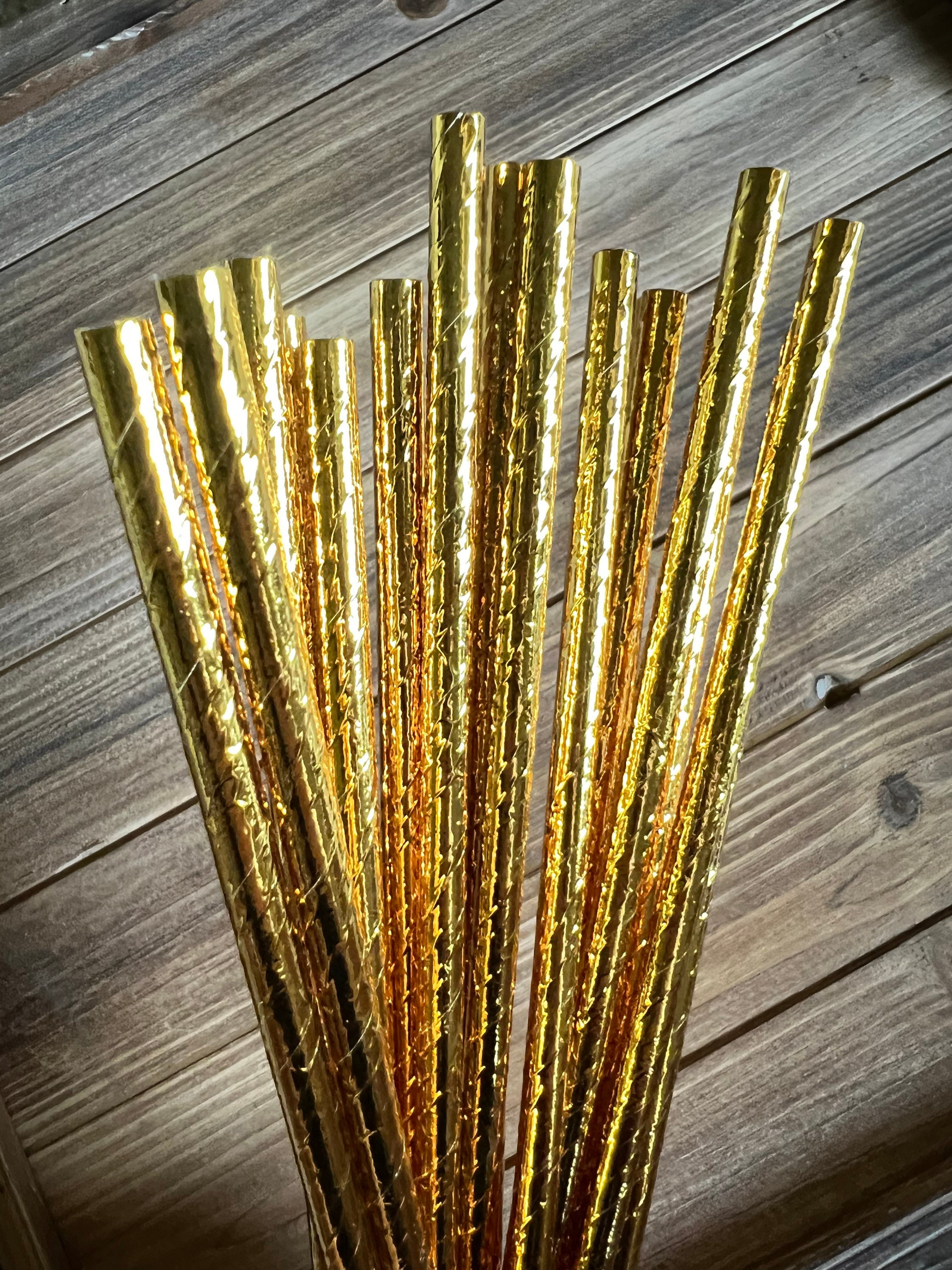 Solid Gold Foil Paper Straws, Gold Party Decor, Gold Straws, Gold Bridal  Shower Decor, Gold Baby Shower