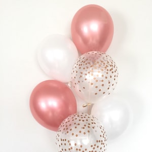 Rose Gold Balloon Bouquet | Rose Gold and White Balloon Bouquet | Rose Gold Balloons | Rose Gold Bridal Shower Decor | Rose Gold Wedding Dec