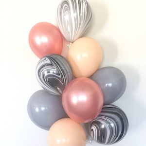 Rose Gold Balloon Bouquet | Blush and Gray Balloon Bouquet | Rose Gold and Black Balloons | Rose Gold Bridal Shower Decor | Rose Gold Weddi