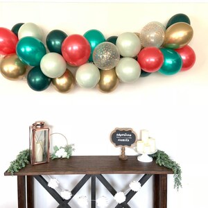 Red and Green Balloon Garland | Cranberry and Sage Green Bridal Shower Decor | Christmas Balloon Garland | Christmas BrIdal Shower