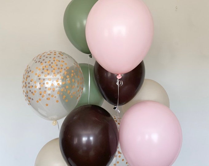 Green and Pink Balloons | Woodland Balloons | Pink Camo Balloons | Woodland Baby Shower Decor | Camouflage Baby Shower