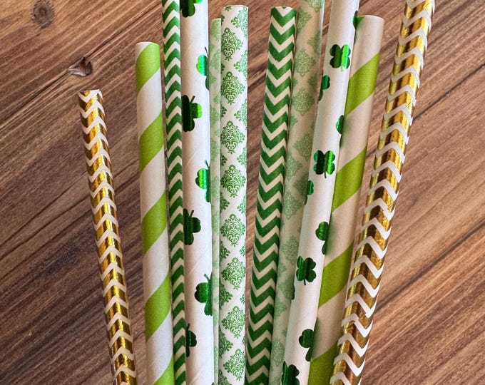 Lucky in Love Straws | Shamrock Straws | Lucky One Baby Shower | Green and Gold Straws | Lucky in Love Bridal Shower | One Lucky Dude Straws