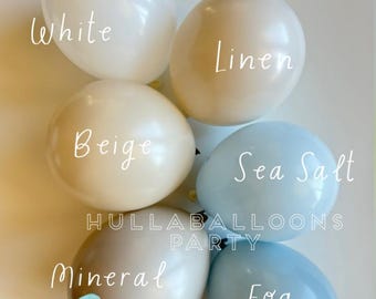 Blue Bow Balloons | Coquette Individual Balloons Create Your Own Garland Double Layered Custom Balloons | Blue Gingham and Beige Baby Shower