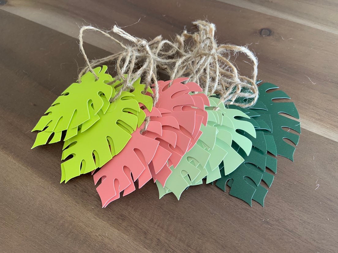 Tropical Party Decor | Tropical Leaf Tags | Monstera Leaf ...