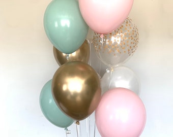 Mint and Pink Balloons | Mint and Matte Pink Balloons | Boho Birthday Balloons | Worth The Wait Bridal Shower