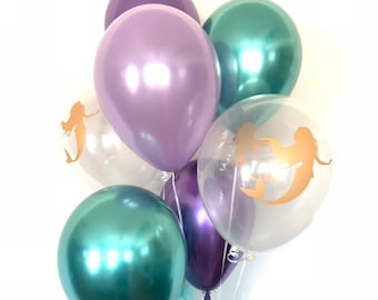 Mermaid Balloons | Purple and Mint Balloon Bouquet | Let’s Be Mermaid Balloons | Last Splash Bachelorette | Mermaid Birthday Party