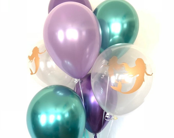 Mermaid Balloons | Purple and Mint Balloon Bouquet | Let’s Be Mermaid Balloons | Last Splash Bachelorette | Mermaid Birthday Party