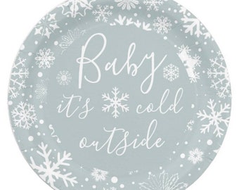 Baby It’s Cold Outside Plates Luncheon | Little Snowflake Baby Shower | Winter Bridal Shower | Winter First Birthday | Dusty Blue Winter
