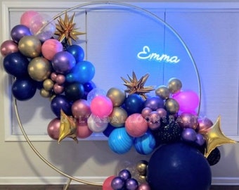 Galaxy Balloon Garland | Pink & Teal Galaxy Baby Shower |  Twinkle Little Star Balloon Garland | Over The Moon Baby | Two The Moon Birthday