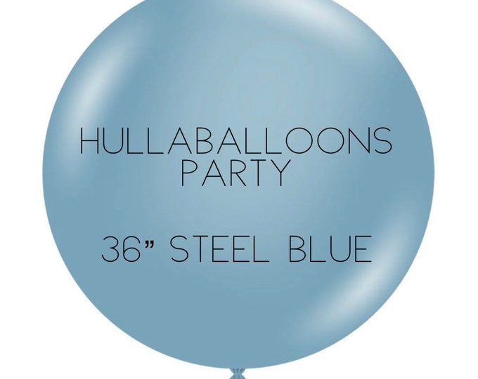 Jumbo 36” Steel Blue Balloons | Blue Latex Balloons | Dusty Blue Birthday Party Decor | Something Blue Bridal Shower  | Blue Baby Shower