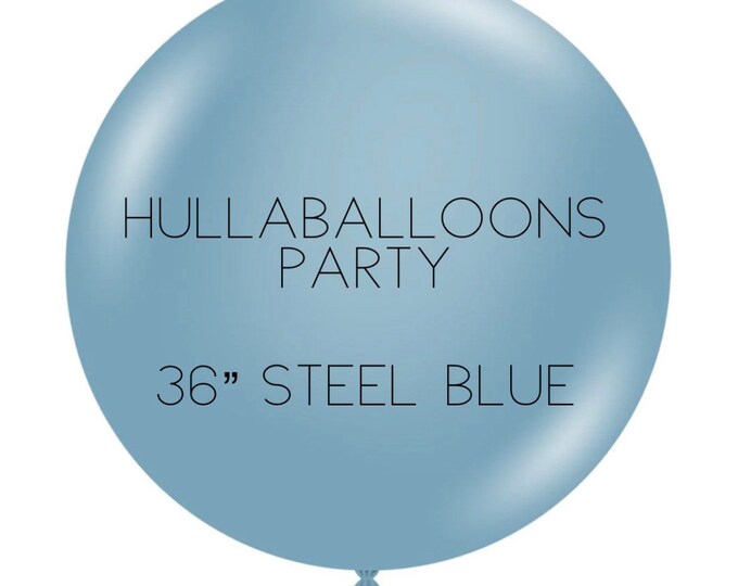 Jumbo 36” Steel Blue Balloons | Blue Latex Balloons | Dusty Blue Birthday Party Decor | Something Blue Bridal Shower  | Blue Baby Shower