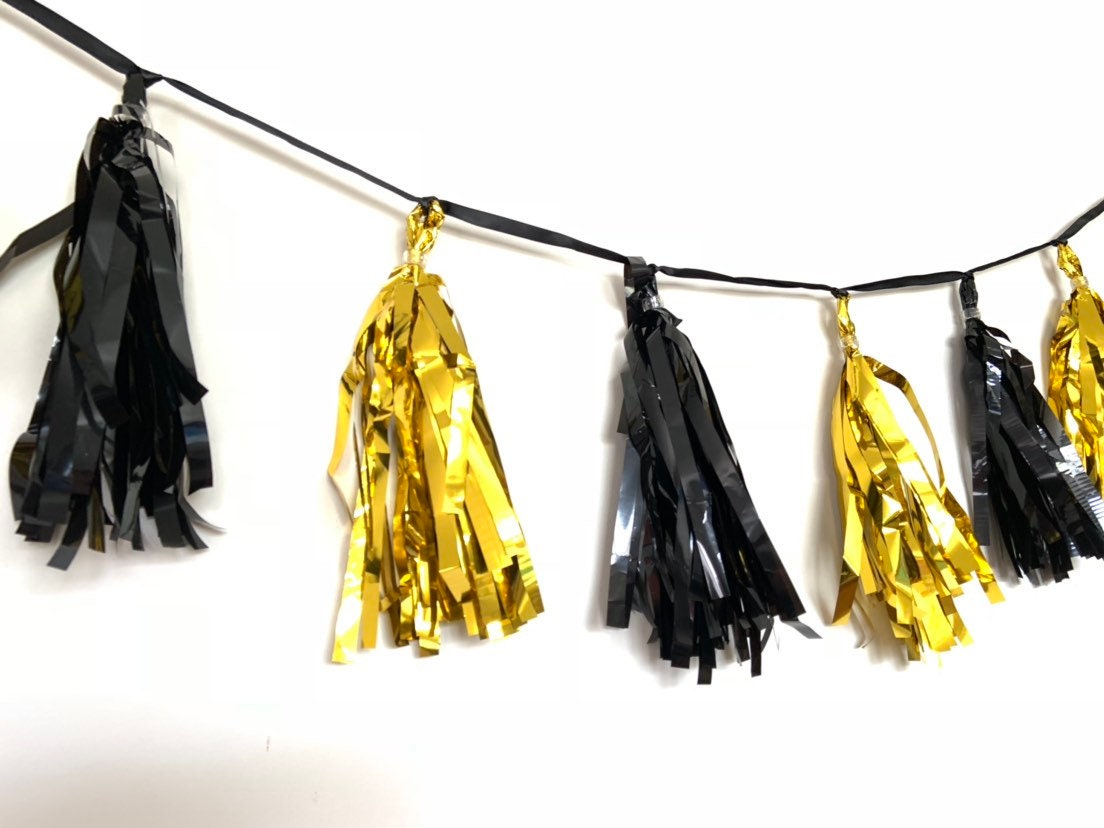 Black and Gold Tassels Junbo Balloon Tassels Gold Bridal Shower