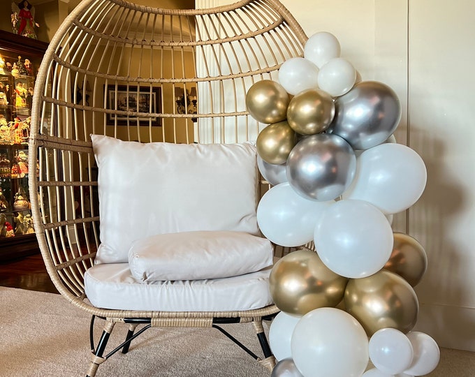Silver and Gold Balloon Garland | Boho Glam Bridal Shower Decor | Gold and Cream ONEderland Balloon Garland