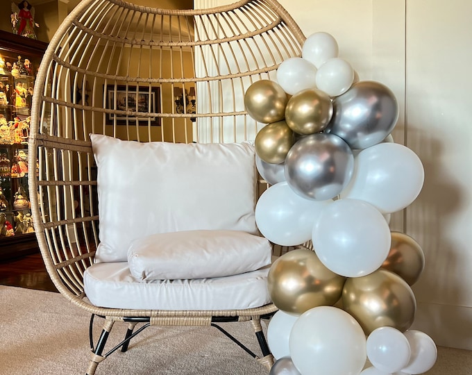 Silver and Gold Balloon Garland | Boho Glam Bridal Shower Decor | Gold and Cream ONEderland Balloon Garland