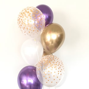 Chrome Purple Balloons | Purple and Gold Balloons | Purple Bridal Shower Decor | Lilac Baby Shower Decor | Purple and Gold Birthday
