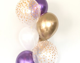 Chrome Purple Balloons | Purple and Gold Balloons | Purple Bridal Shower Decor | Lilac Baby Shower Decor | Purple and Gold Birthday