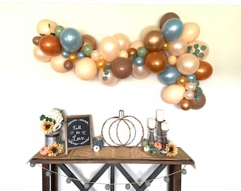 Little Pumpkin Green Balloon Garland | Rustic Pumpkin Baby Shower| Slate and Rust Balloon Garland | Fall Bridal Shower | Rust & Eucalyptus