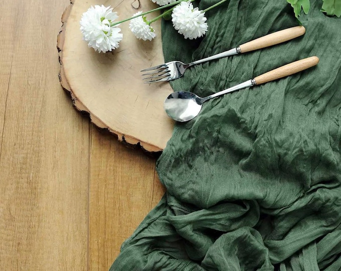 Dark Green Gauze Table Runner | Olive Green Arbor Decor | Dark Green Baby Shower Decor | Dusty Green Bridal Shower | Dark Green Wedding