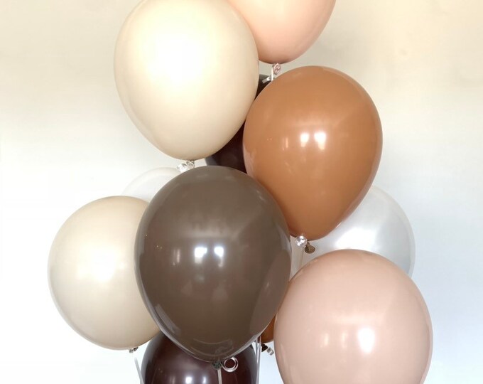 Muted Brown Balloons | Neutral Balloons | Nude Balloons | Dried Palms Bridal Shower Decor | Mocha and Chocolate | Tan and Brown