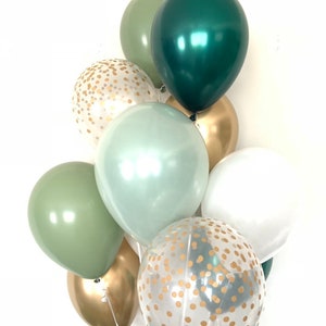 Green and White Balloons | Light Green Wedding Decor | Green and Gold Balloons | Chrome Gold Balloons | Sage Green Bridal Shower Decor