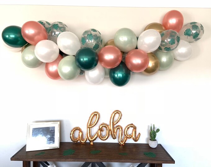 Tropical Balloon Garland | Sage Green and Rose Gold Bridal Shower Decor | Tropical Baby Shower | Tropical Bridal Shower Decor