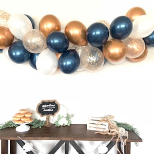 Navy and Copper Balloon Garland DIY Kit | Copper and Navy Bridal Shower Decor | Gold Baby Shower | Wedding Balloon Garland Photo Prop