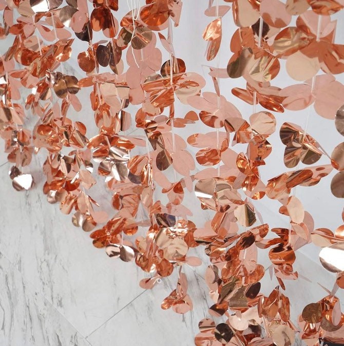 Rose Gold Floral Backdrop Rose Gold Foil Curtain Rose Gold Birthday