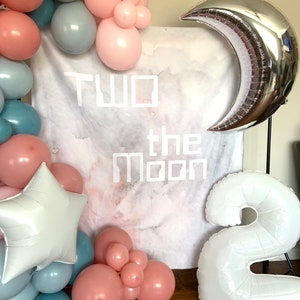 Two The Moon Balloon Garland Pastel Galaxy Baby Shower Twinkle Little Star Balloon Garland Over The Moon Baby Two The Moon Birthday image 10