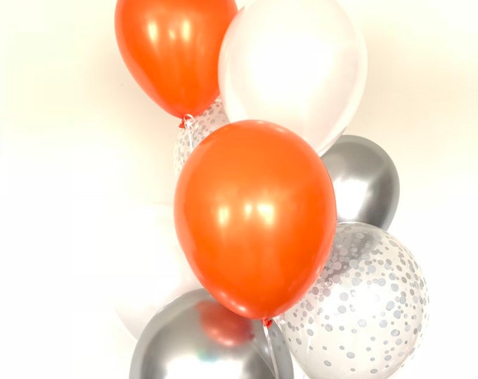 Orange and White Balloons | Orange and Silver Balloons | Little Pumpkin Balloons | Little Pumpkin Baby Shower Decor | Modern Birthday Balloo