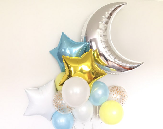 Twinkle Little Star Balloons | Twinkle Little Star Baby Shower Decor | Moon and Star Balloons | Gender Reveal Balloons | Gender Reveal Party