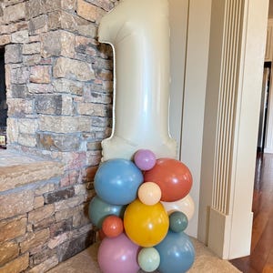 Boho Rainbow Balloon Tower Kit | Boho First Birthday Balloon Tower | Muted Rainbow Balloon Display | Boho Rainbow Birthday Balloons