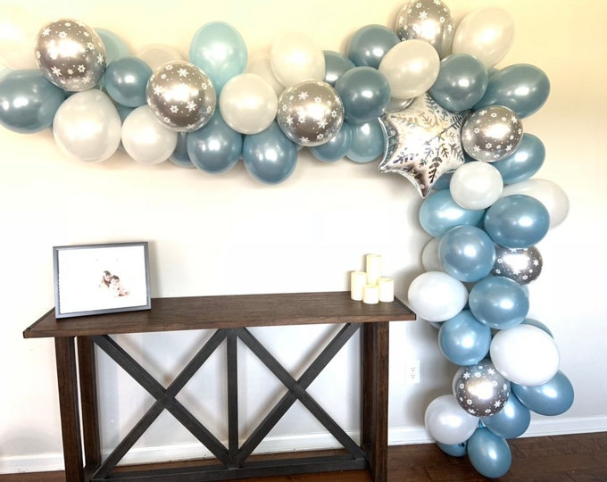 Blue Snowflake Balloon Garland DIY Kit | Baby It's Cold Outside Baby Shower | Winter Wonderland First Birthday | Gender Reveal Baby Shower