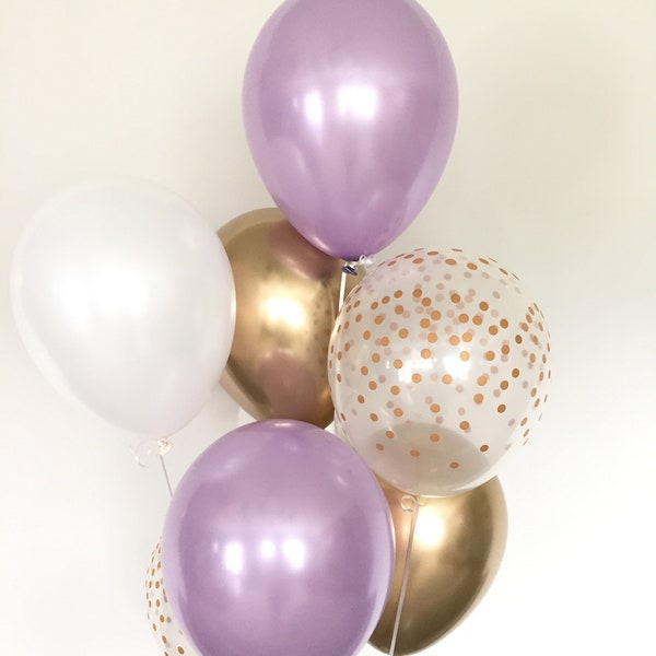 White and Lavender Balloons | Lavender and Gold Balloons | Lavender Bridal Shower Decor | Lilac Baby Shower Decor | Spring Bridal Shower Dec