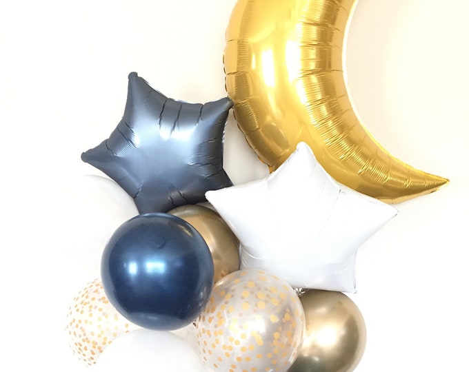Twinkle Twinkle Little Star Baby Shower, Boy Baby Shower, Oh Boy Balloon, Boy Oh Boy Baby Shower Decor | Navy Balloons, Moon and Star Balloo