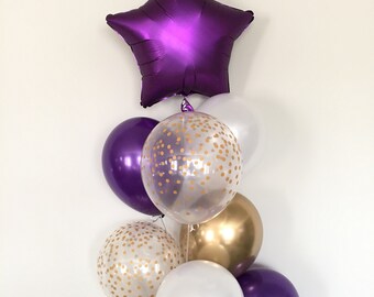 Purple Star Balloons | Twinkle Little Star Baby Shower Decor | Moon and Star Birthday Balloons | Galaxy Birthday Party Decor