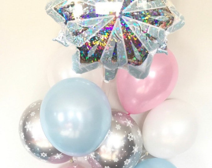 Baby It's Cold Outside Baby Shower Decor | Winter Baby Shower | Pink and Blue Balloons | Snowflake Balloons | Gender Reveal Balloon