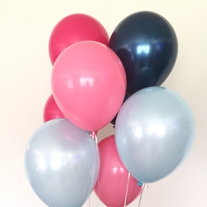 Pink and Navy Balloons | Pink and Blue Balloons | Pink and Navy Balloon Bouquet | Pink and Navy Bridal Shower Decor | Twins Birthday Balloon