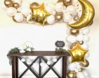 White and Gold Twinkle Little Star Balloon Garland | Twinkle Little Star Baby Shower | Gold Moon Balloons | Twinkle Gender Reveal Balloons