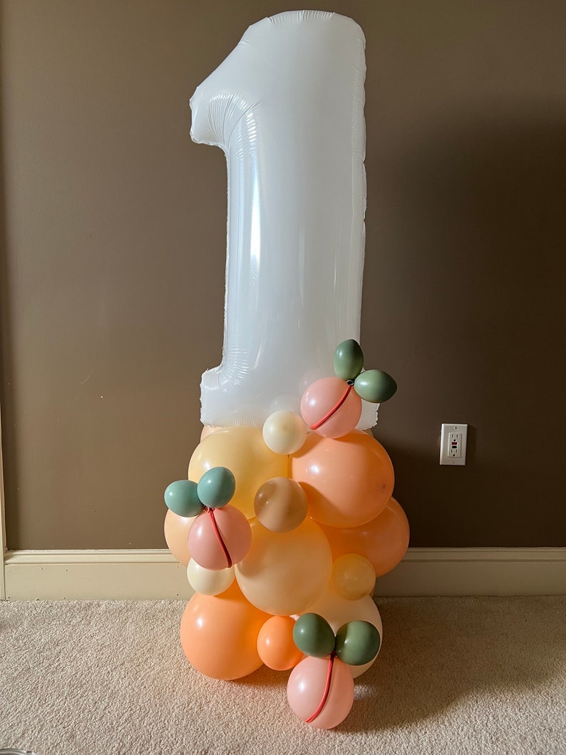 Sweet As A Peach Balloon Tower Kit Peach First Birthday Balloons Sweet to Be One Birthday Party Peach Balloons image 10