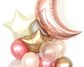 Twinkle Little Star Balloons | Rose Gold Balloons | Rose Gold Baby Shower Decor | Rose Gold Birthday | Girl Twinkle Little Star Birthday